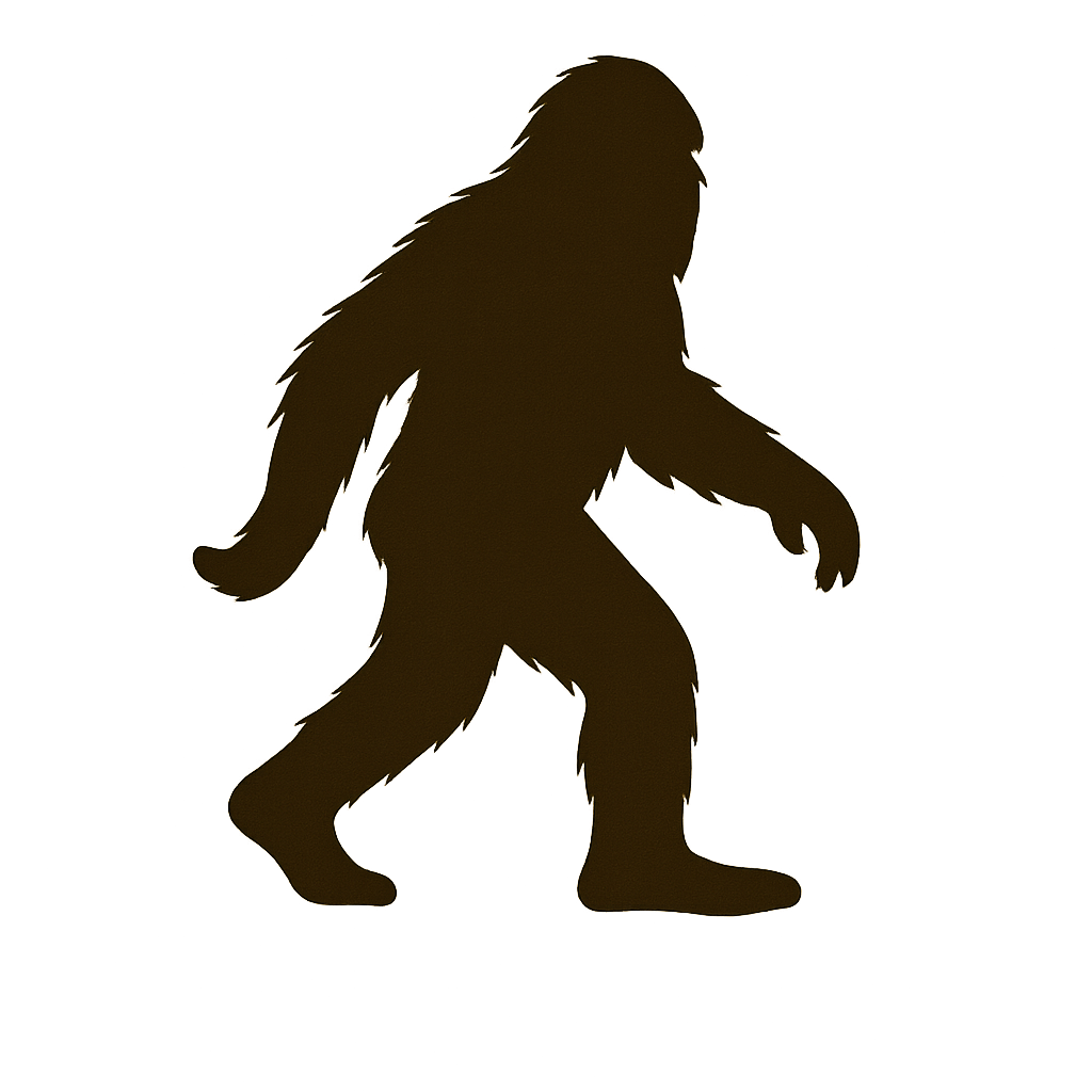 Bigfoot silhouette walking through the smoke