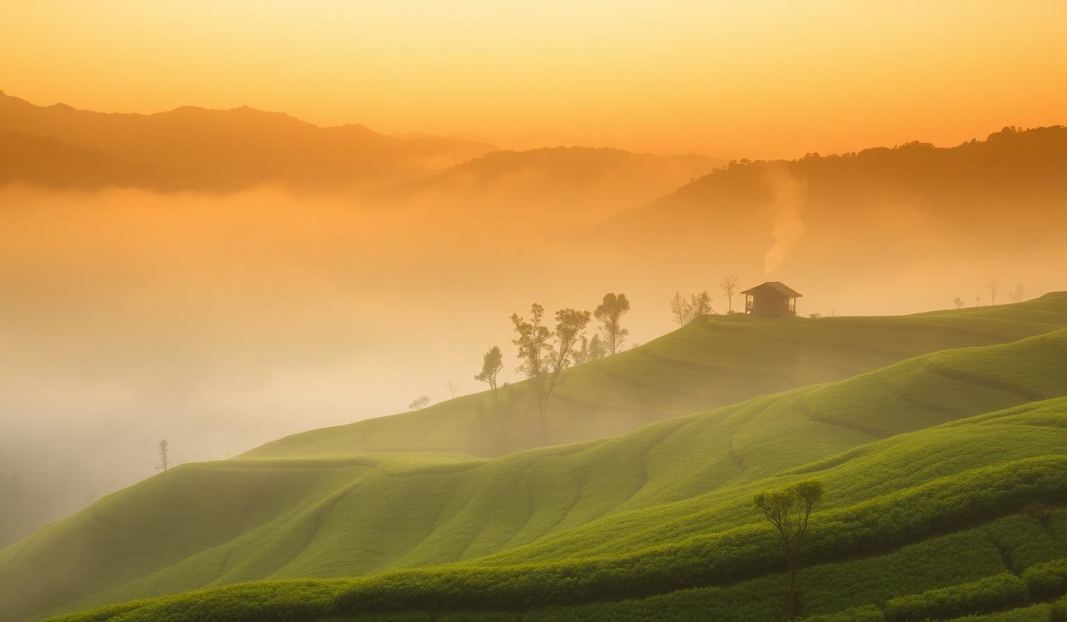 Misty Wuyi mountains of Fujian at dawn